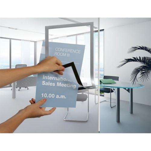 Durable Duraframe Sign Holder Adhesive Back A4 Silver Pack 2 487223 - SuperOffice