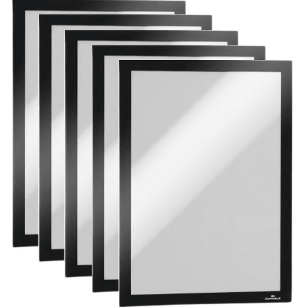 Durable Duraframe Sign Holder Document Adhesive Back A4 Black 5 Pack 999110185 (5 Pack) - SuperOffice