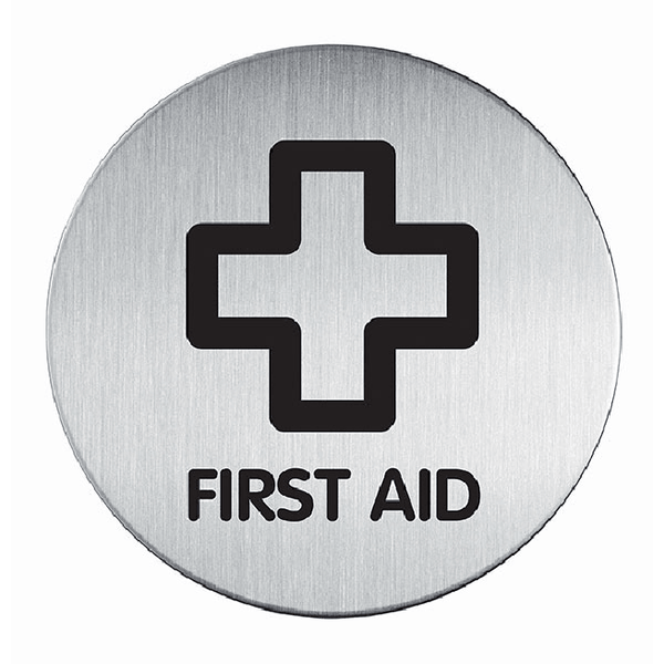 Durable Pictogram Sign First Aid 83mm Wall Signage Stainless Steel 492265 - SuperOffice