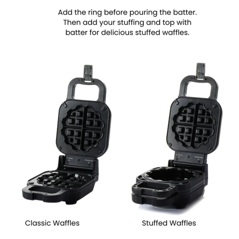 Durapres Fill n Flip Waffle Press Stuffed and Classic Non Stick Black DW450 - SuperOffice