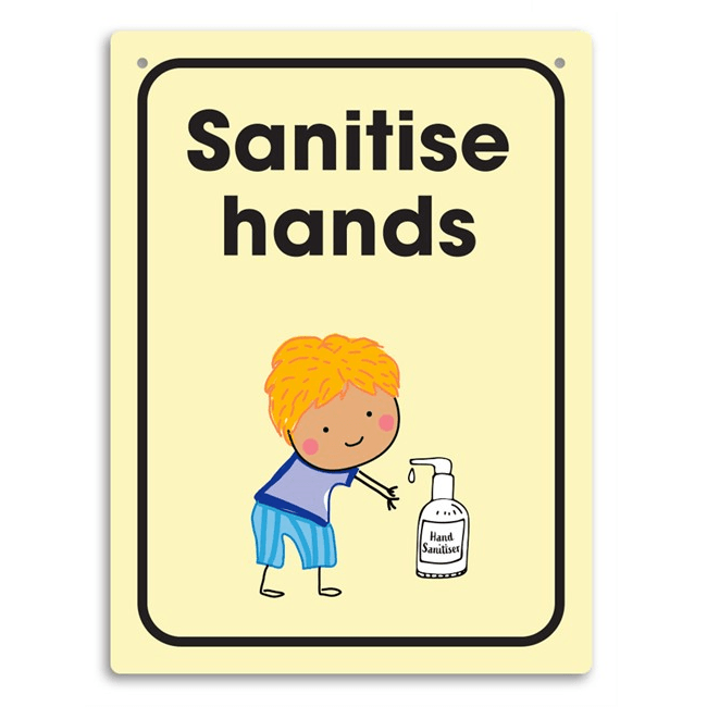 Durus Sanitise Hands Sign School Kids Yellow 400144431 - SuperOffice