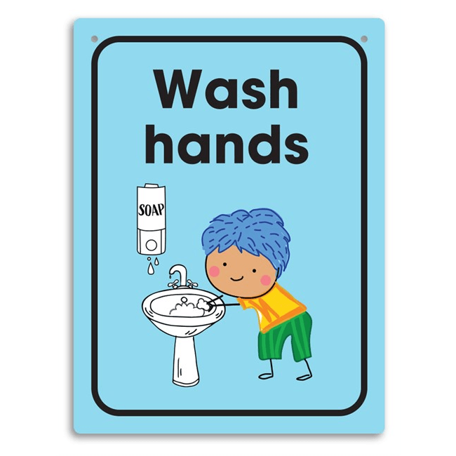 Durus Wash Hands Sign School Kids Blue 400144432 - SuperOffice