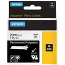 Dymo 1734523 Rhino Industrial Tape Permanent Polyester 24mm Black On White 1734523 - SuperOffice