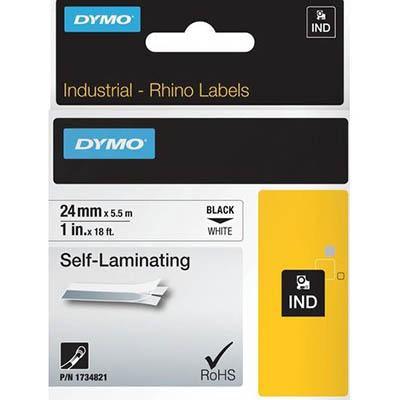 Dymo 1734821 Rhino Industrial Tape Self Laminating 24Mm Black On White 1734821 - SuperOffice