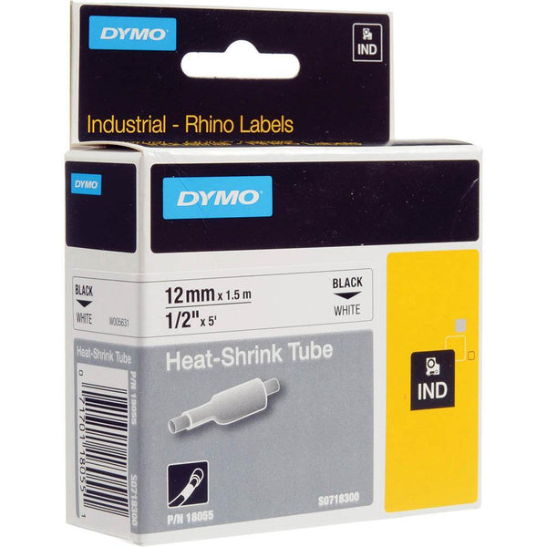 Dymo 18055 Rhino Industrial Heat Shrink Tube 12mm Black On White 18055 - SuperOffice