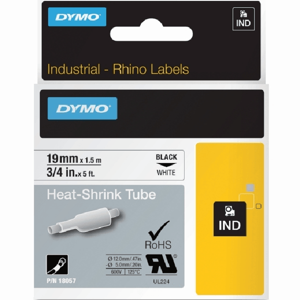 Dymo 18057 Rhino Industrial Heat Shrink Tubing 19mm Black On White 18057 - SuperOffice
