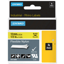 Dymo 18490 Rhino Industrial Tape Flexible Nylon 12mm Black On Yellow 6 Pack 18490 (6 Pack) - SuperOffice
