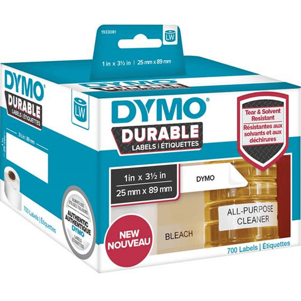 Dymo 1933081 LW Durable Labels 25x89mm Black On White Box 700 1933081 - SuperOffice