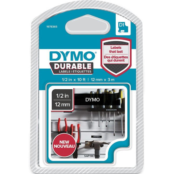 Dymo 1978365 D1 Durable Label Cassette Tape 12Mm X 3M White On Black 1978365 - SuperOffice