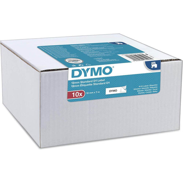 Dymo 45013 D1 Labelling Tape 12Mm X 7M Black On White Value Pack Box 10 2093097 - SuperOffice