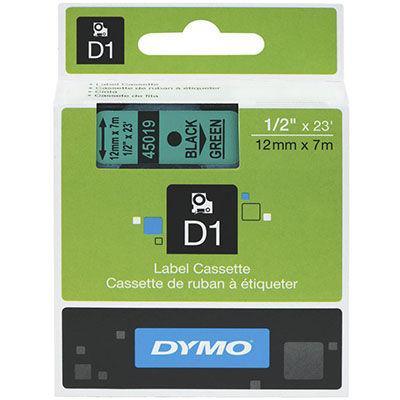 Dymo 45019 D1 Labelling Tape 12Mm X 7M Black On Green S0720590 - SuperOffice