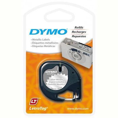 Dymo 91338 Letratag Labelling Tape Metalic 12Mm X 4M Black On Silver 91338 - SuperOffice