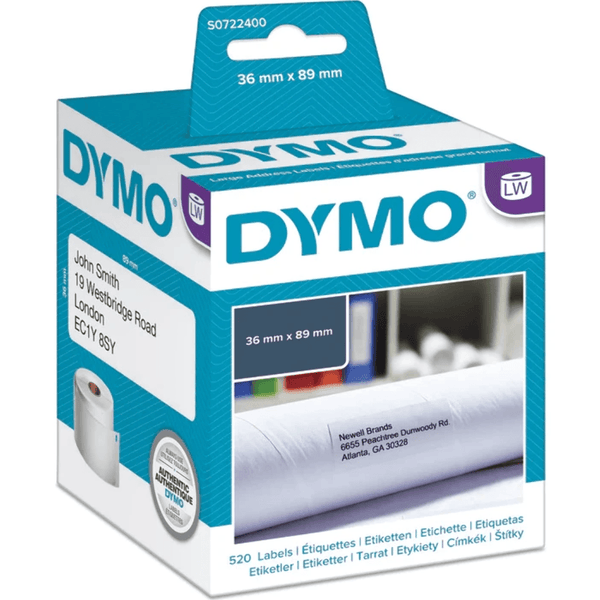 Dymo 99012 LW Address Labels 89x36mm 2xRoll 260 White S0722400 - SuperOffice