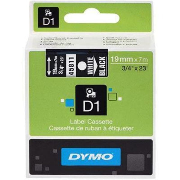 Dymo D1 Labelling Tape 19mmx7m White On Black 45811 S0720910 - SuperOffice