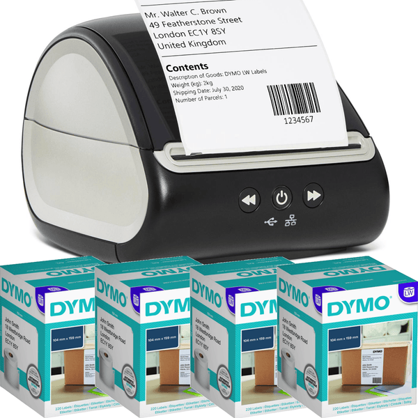 Dymo Labelwriter 5XL Label Printer Starter Pack Label Rolls Courier eParcel Letters Machine 4XL Replacement 2119761 + 4x S0904980 - SuperOffice