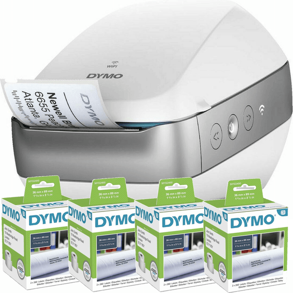 Dymo Labelwriter LW Wireless Label Printer + Address Labels Rolls Bundle Starter Kit BUNDLE 1981698 + 4 Pack (S0722400) - SuperOffice