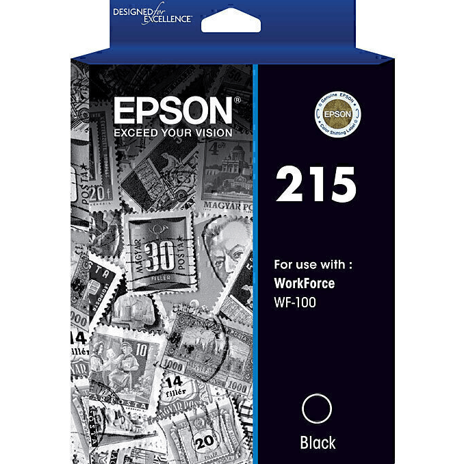 Epson 215 Ink Cartridge Black Genuine WF-100 WorkForce C13T215192 - SuperOffice