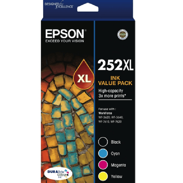 Epson 252XL Ink Cartridge High Yield Value Pack Black/Cyan/Yellow/Magenta C13T253692 - SuperOffice