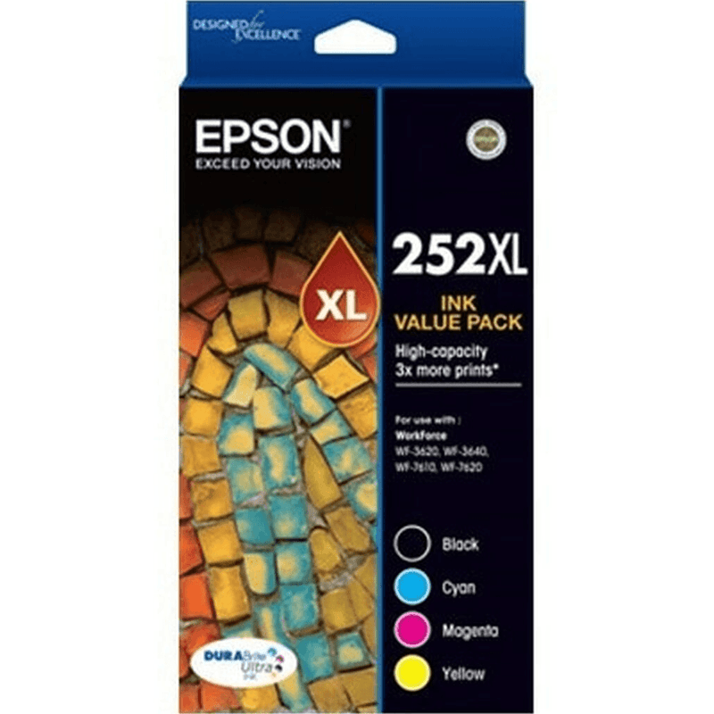 Epson 252XL Ink Cartridge High Yield Value Pack Black/Cyan/Yellow/Magenta C13T253692 - SuperOffice