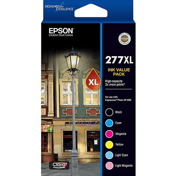 Epson 277Xl Ink Cartridge High Yield Value Pack Black/Cyan/Magenta/Yellow/Lgt Cyan/Lgt Magenta C13T278892 - SuperOffice