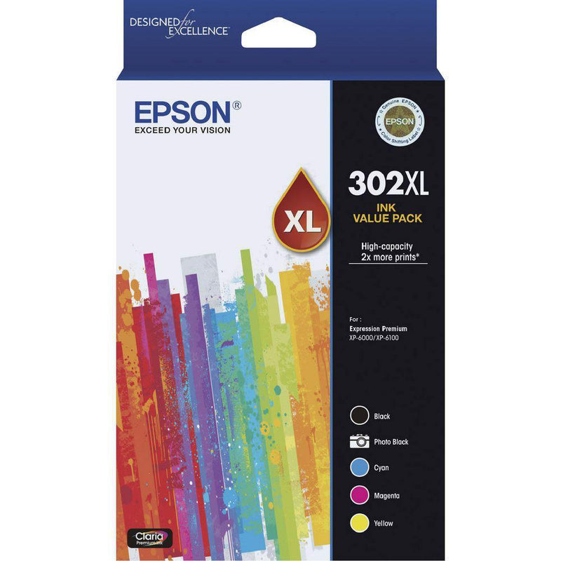 Epson 302 Ink Cartridge High Yield 5 Colour Value Pack C13T01Y792 - SuperOffice