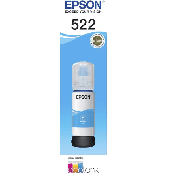 Epson 522 Cyan Ink Bottle Cartridge Refill EcoTank Genuine Original C13T00M292 - SuperOffice