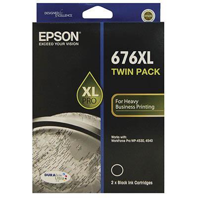Epson 676Xl Ink Cartridge High Yield Black Pack 2 C13T676194 - SuperOffice