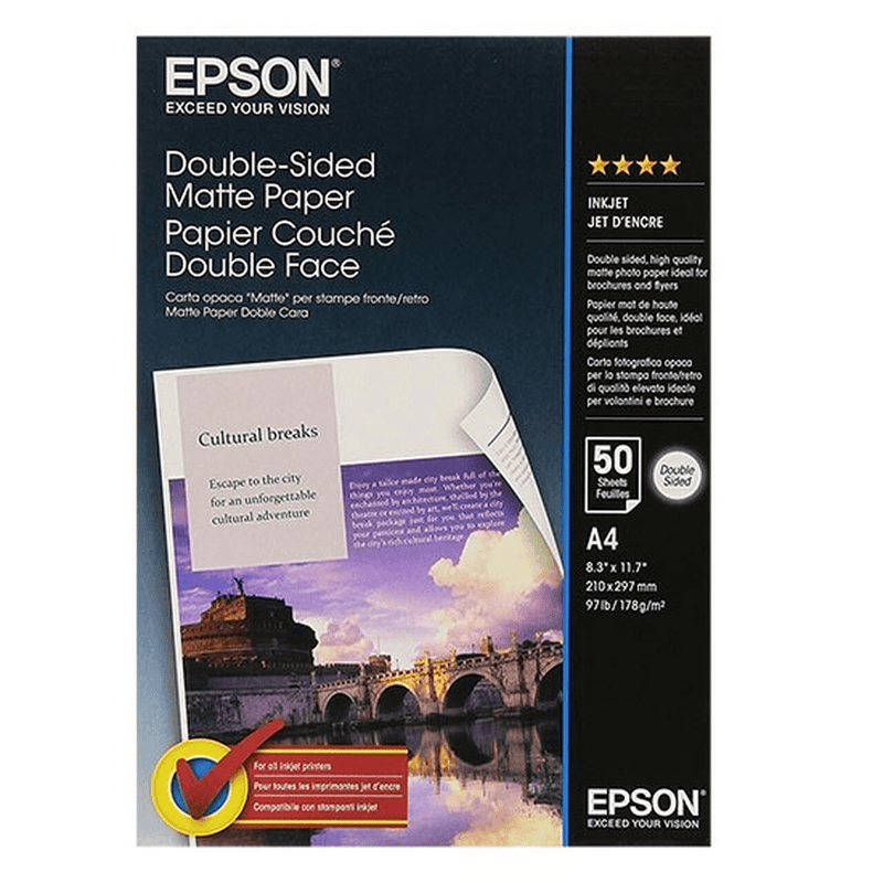 Epson Double Sided Matte Inkjet Paper 178GSM A4 Pack 50 C13S041569 - SuperOffice