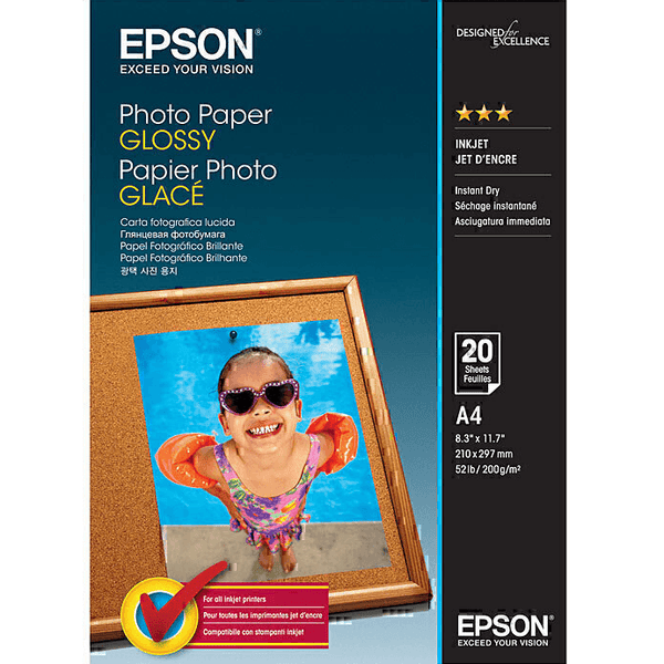 Epson Glossy Photo Paper 200Gsm A4 Pack 20 C13S042538 - SuperOffice