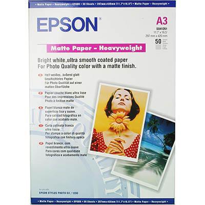 Epson Inkjet Paper Heavyweight Matte 167Gsm A3 Pack 50 S041261 - SuperOffice