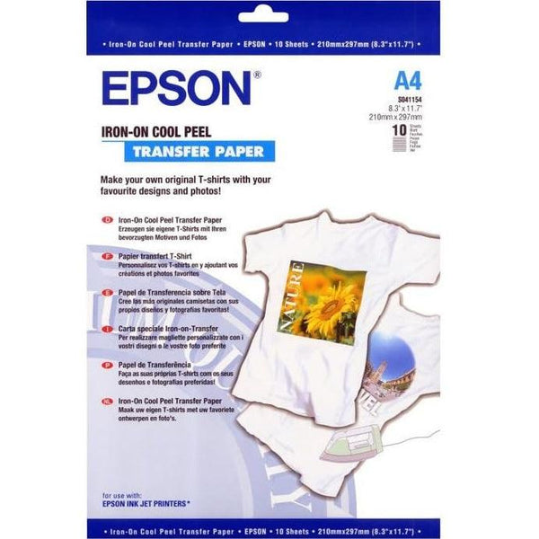 Epson Iron-On Transfers Paper A4 124GSM Pack 10 Sheets C13S041154 - SuperOffice