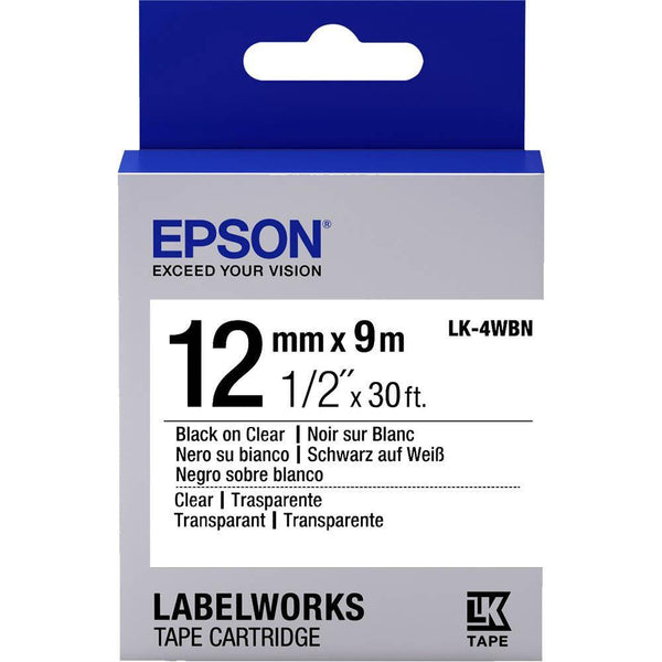 Epson Labelworks Lk Tape 12Mm X 9M Black On Clear C53S654102 - SuperOffice