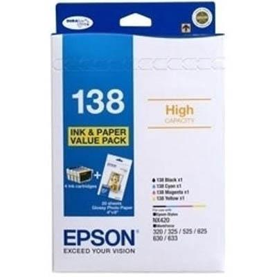 Epson No.138 Ink Cartridge Bundle With Paper Pack 4 C13T138695 - SuperOffice