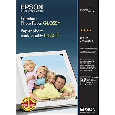 Epson Premium Glossy Photo Paper 255Gsm A3 Pack 20 C13S041288 - SuperOffice