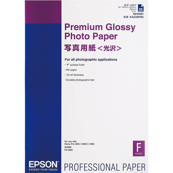 Epson Premium Glossy Photo Paper A2 White Pack 25 S042091 - SuperOffice