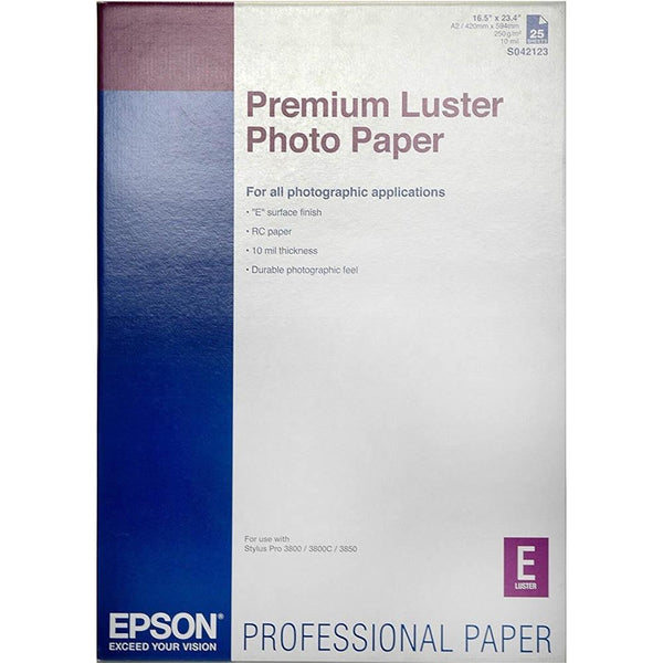 Epson Premium Luster Photo Paper A2 White Pack 25 S042123 - SuperOffice