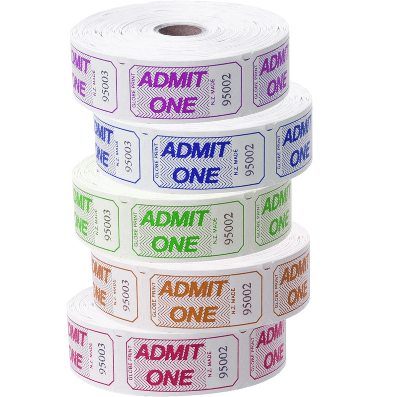 Esselte Admit One Tickets Roll 5000 Assorted Colours 83104 (Pack 5) - SuperOffice