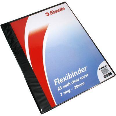 Esselte Flexibinder 4 Ring 20Mm A3 Clear Cover Black 47487 - SuperOffice