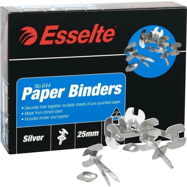 Esselte Paper Binders 25mm No. 644 Silver Box 200 0006446 - SuperOffice