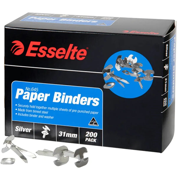 Esselte Paper Binders 31mm No.645 Silver Box 200 0006454 - SuperOffice