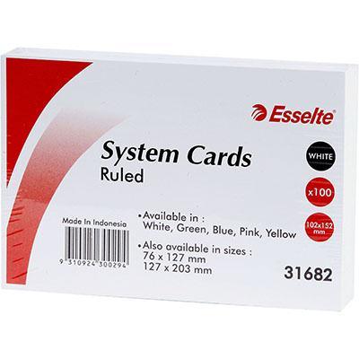 Esselte Ruled System Cards 102 X 152Mm White Pack 100 31682 - SuperOffice