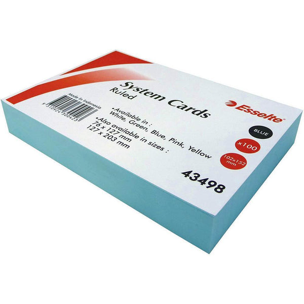 Esselte Ruled System Cards 152 X 102Mm Blue Pack 100 43498 - SuperOffice