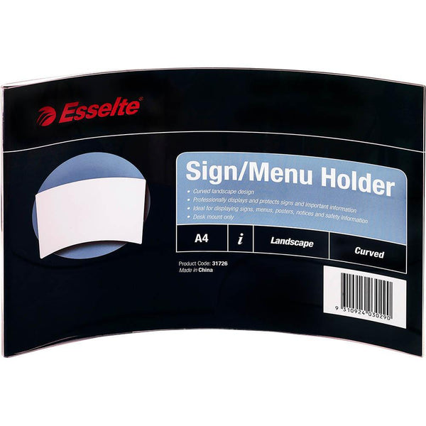 Esselte Sign Menu Holder Curved A4 Clear 31726 - SuperOffice