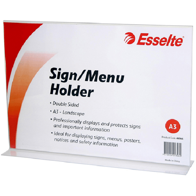 Esselte Sign / Menu Holder Stand Display Double Sided Landscape A3 48365 - SuperOffice