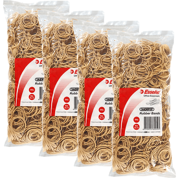 Esselte Superior Rubber Bands Size No.14 500G Bag Pack 4 BULK 44069 (4 Pack) - SuperOffice