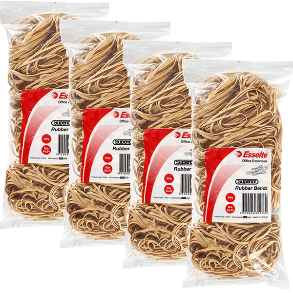 Esselte Superior Rubber Bands Size No.34 500G Bag Pack 4 37830 (4 Pack) - SuperOffice