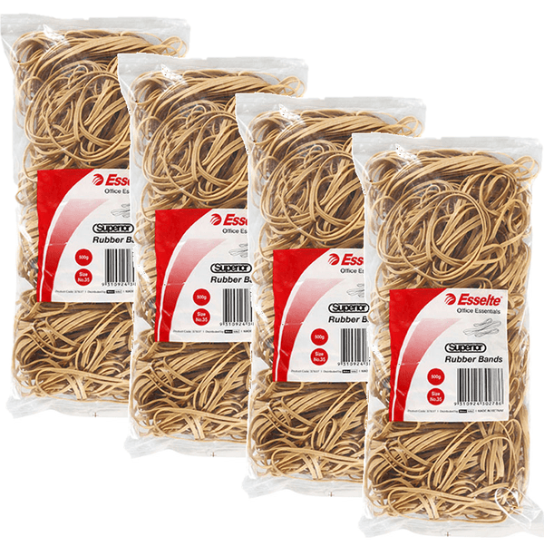 Esselte Superior Rubber Bands Size No.35 500G Bag Pack 4 37837 (4 Pack) - SuperOffice