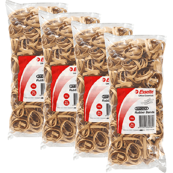 Esselte Superior Rubber Bands Size No.62 500gm Bag Pack 4 37849 (4 Pack) - SuperOffice