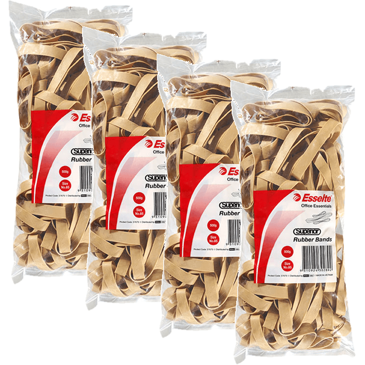 Esselte Superior Rubber Bands Size No.85 500G Bag Pack 4 37879 (4 Pack) - SuperOffice