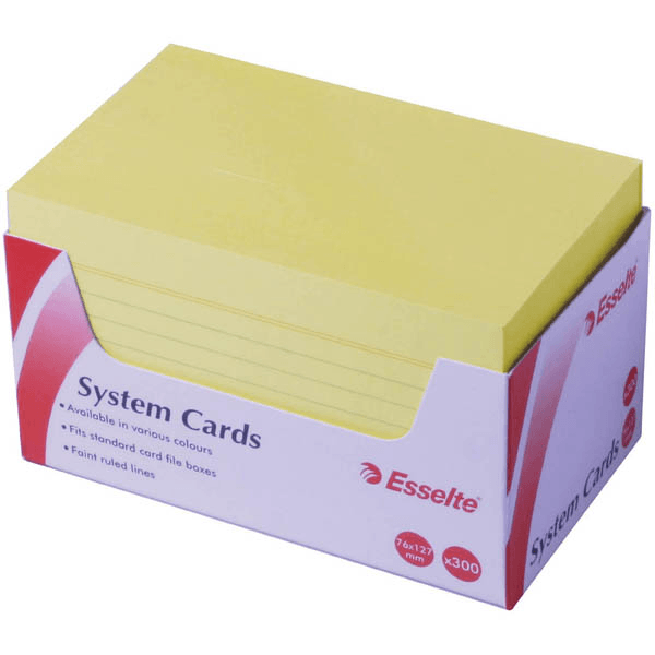 Esselte System Cards 127x76mm 5x3 Yellow Pack 300 434973 - SuperOffice
